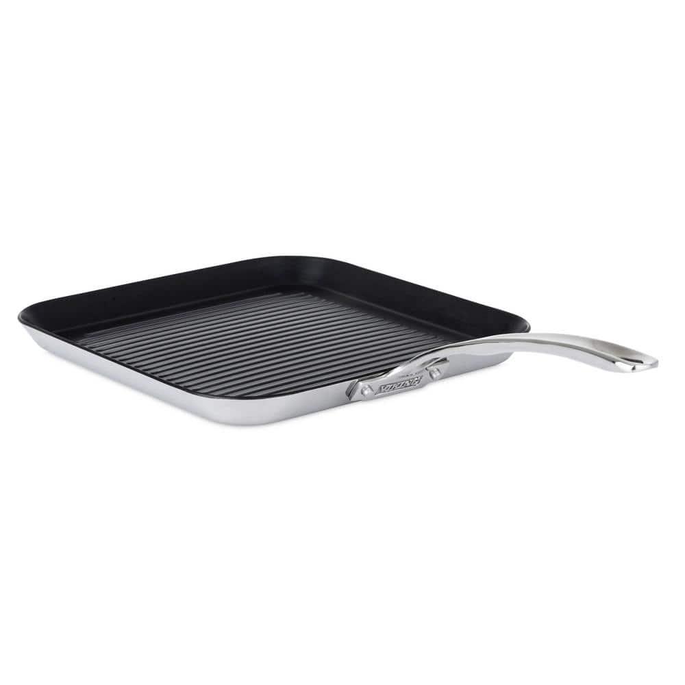 Viking 11-Inch Stainless Steel Nonstick Grill Pan with Stay-Cool Handle