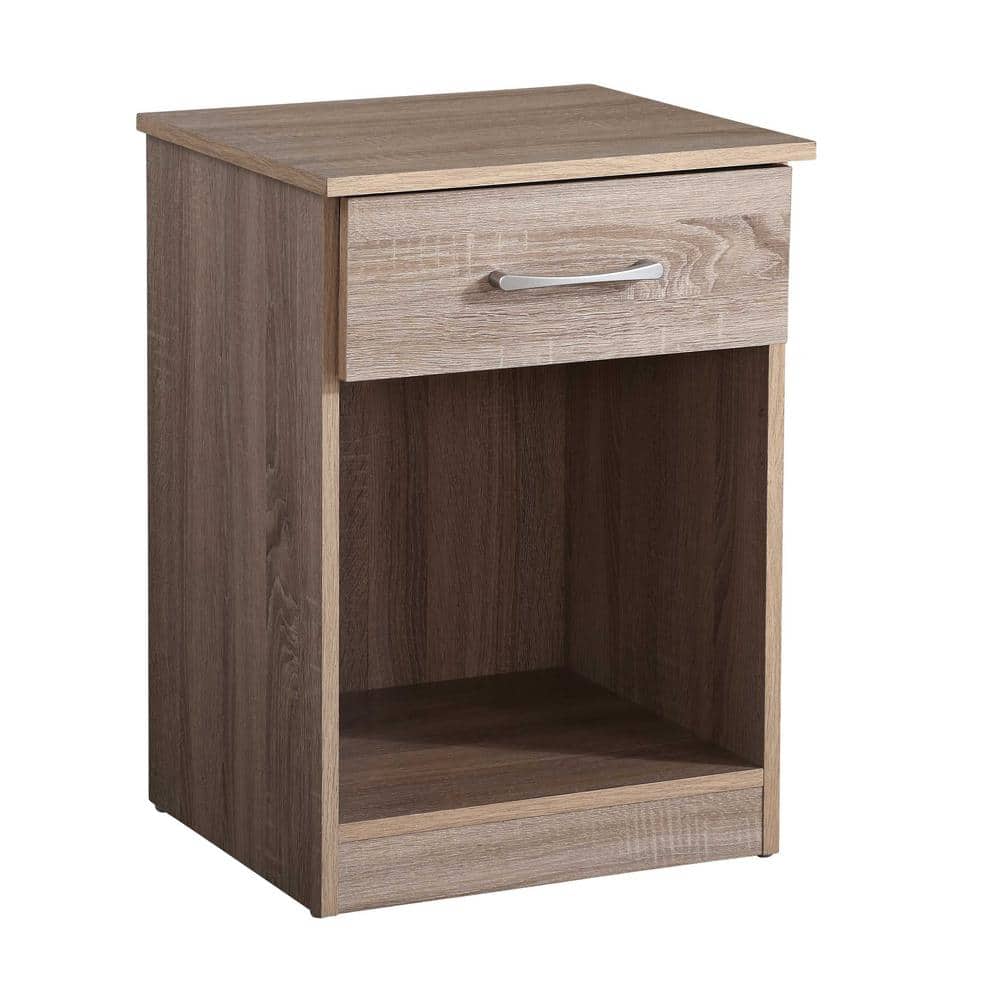 Lindsey Sandalwood 1-Drawer Nightstand with Open Shelf