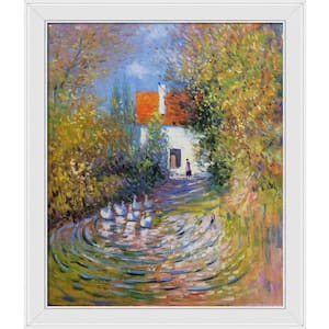 Geese in the Creek by Claude Monet Galerie White Framed Nature Oil Painting Art Print 24 in. x 28 in.
