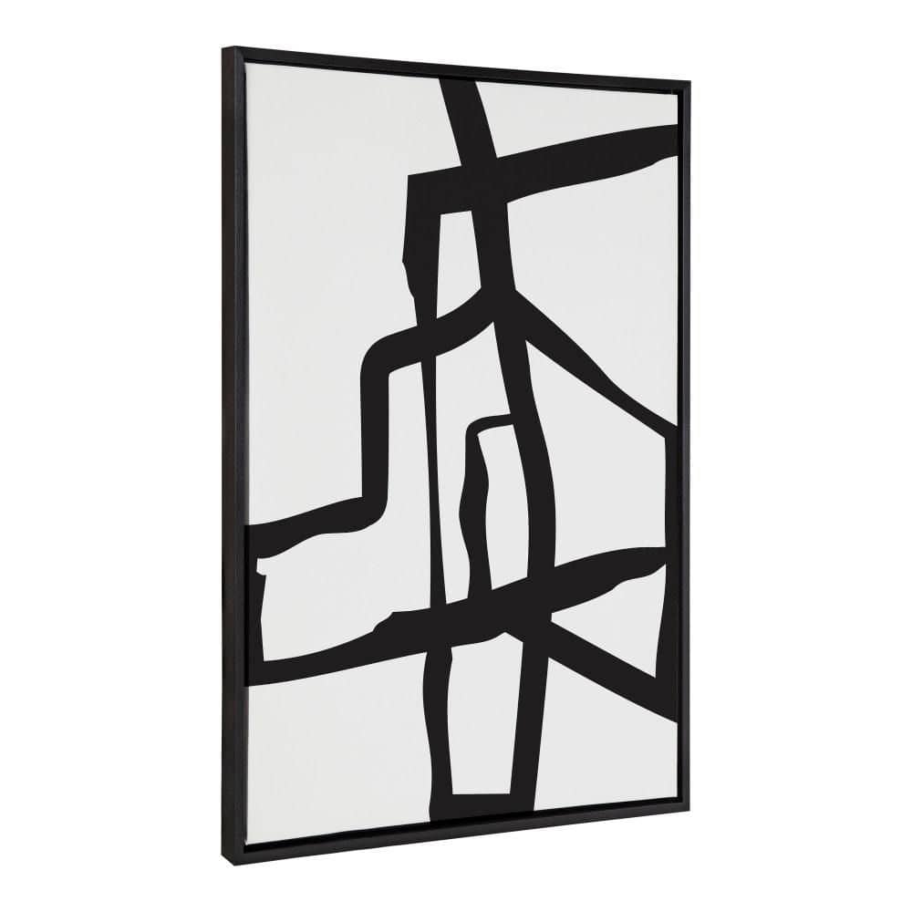 Sophisticated Black and White Abstract Canvas Wall Art, 28x38