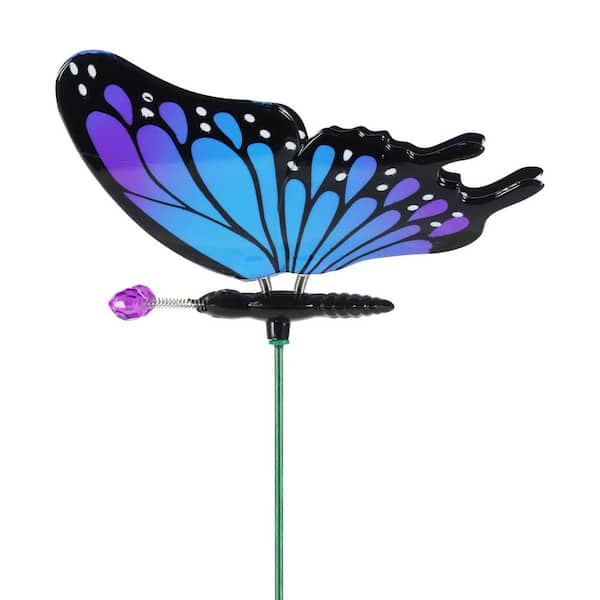 Lemetow 1 pcs Plastic Solar Powered Flying Butterfly Bird Sunflower Yard  Garden Stake Ornament Decor Butterflies Hummingbird Garden