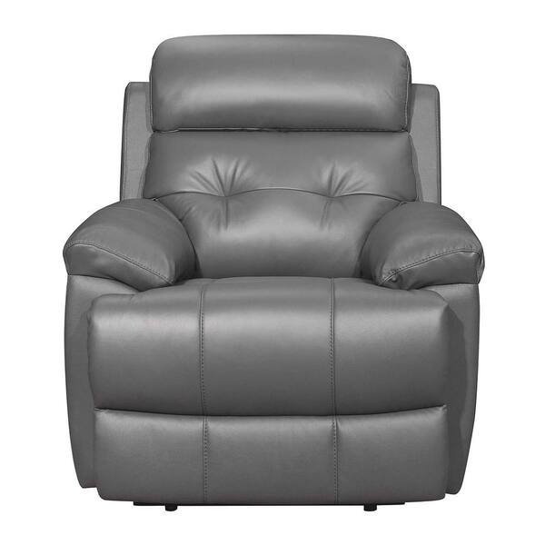 EVERGLADE HOME Oswald Dark Gray Faux Leather Upholstery Reclining Chair