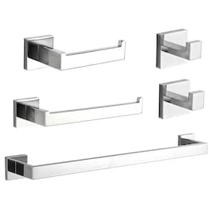 5-Pieces Bathroom Hardware Set withTowel Bar, Towel Ring, Robe Hook, Toilet Paper Holder Wall Mounted Chrome