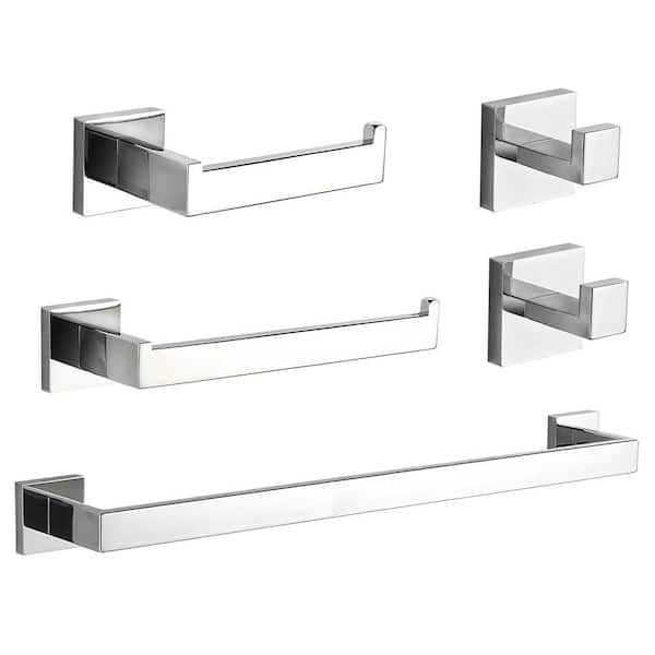 FORIOUS 5-Pieces Bathroom Hardware Set withTowel Bar, Towel Ring