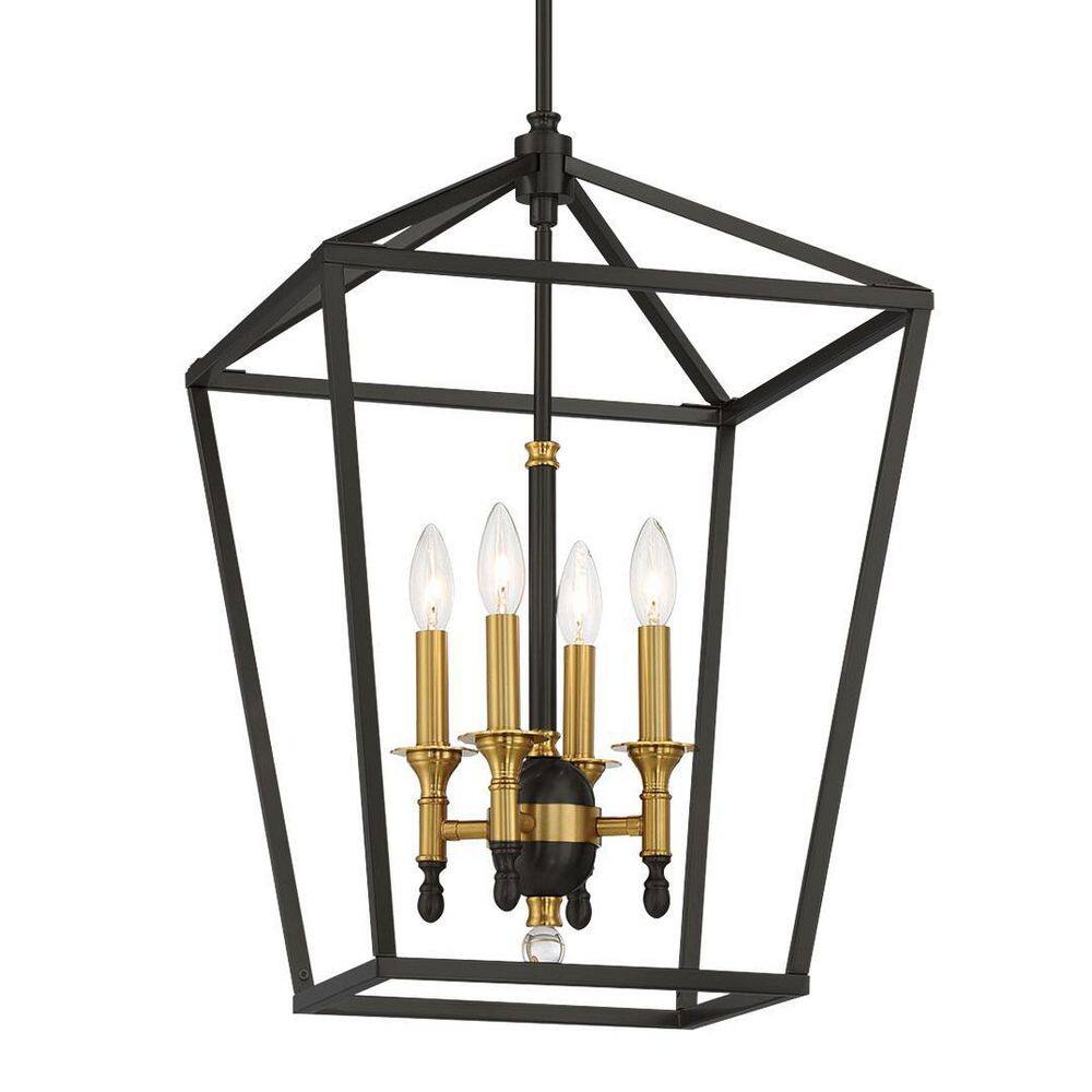 Elegant Coal and Soft Brass 4-Light Pendant for Indoor/Outdoor