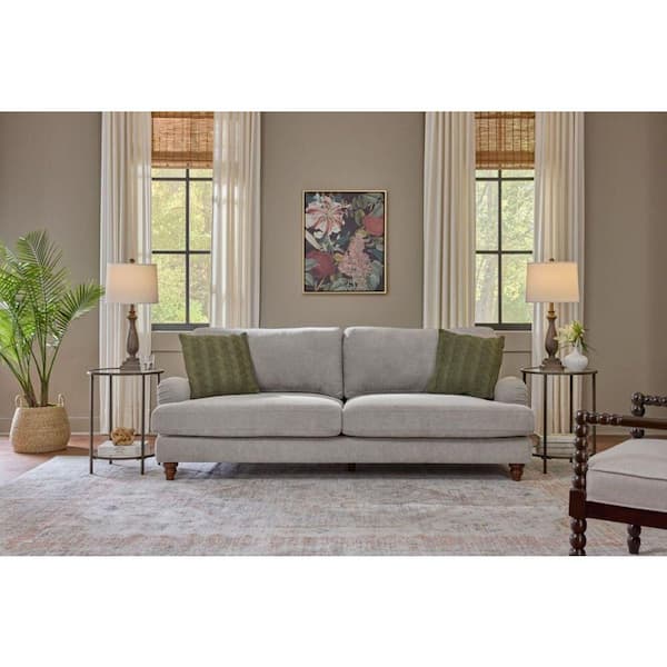 Westgate 86 in. English Roll Arm Rectangle Sofa with 100% Performance Fabric in Flint Dark Grey