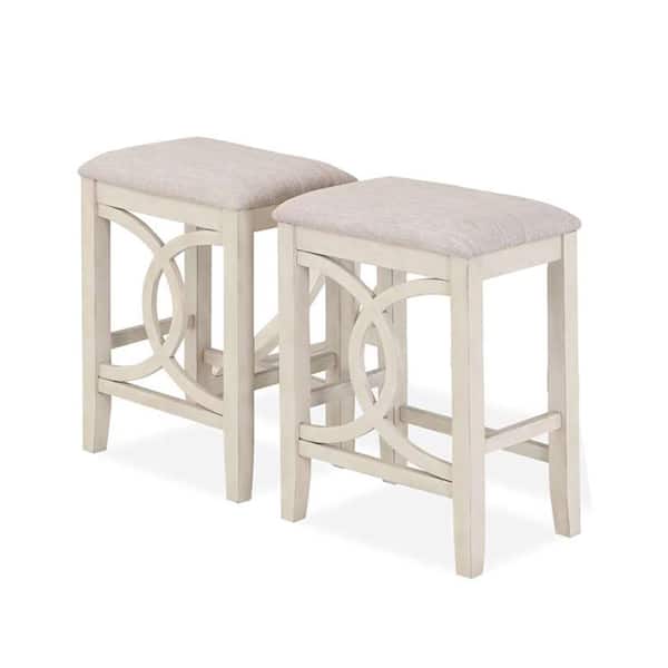 NEW CLASSIC HOME FURNISHINGS New Classic Furniture Bella 25.25 in. Bisque Wood Counter Stool with Polyester Seat (Set of 2)