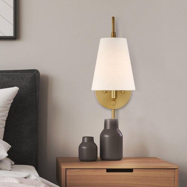 Hunter Fan Company - Hunter Valley Park 6 in. 1 Light Alturas Gold Sconce Wall Sconce with White Linen Shade