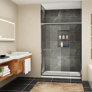 54 in. W x 72 in. H 2-Way Sliding Semi-Frameless Bypass Shower Doors in Chrome Clear Glass