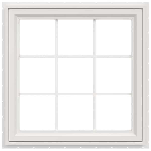 35.5 in. x 35.5 in. V-4500 Series White Vinyl Awning Window with Colonial Grids/Grilles