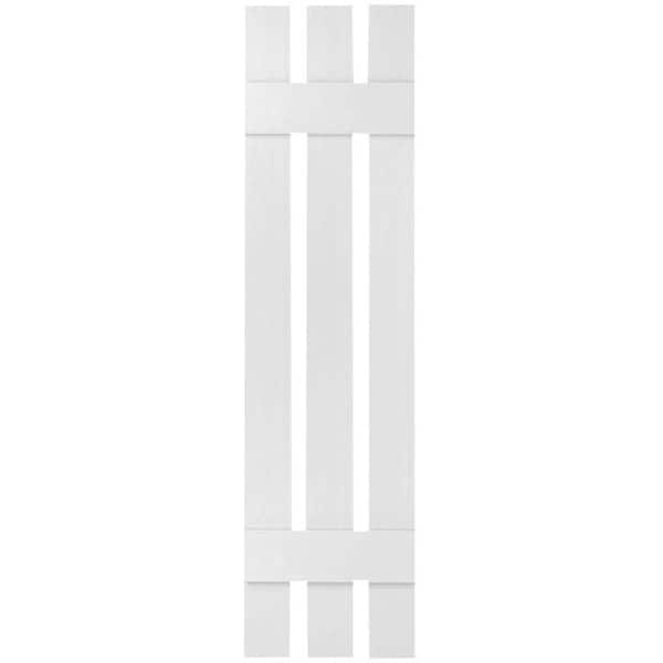 Ekena Millwork 12 in. x 25 in. Lifetime Vinyl Custom Three Board Spaced Board and Batten Shutters Pair White