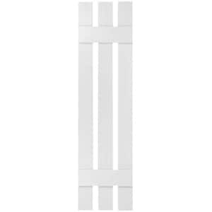 12 in. x 38 in. Lifetime Vinyl TailorMade Three Board Spaced Board and Batten Shutters Pair White