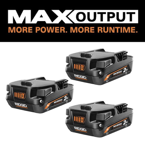 RIDGID 18V 2.0 Ah MAX Output Lithium-Ion Battery (3-Pack)