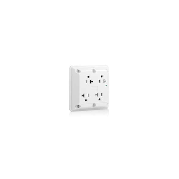 Leviton 20 Amp Industrial Grade Heavy Duty 4-in-1 Grounding Surge Outlet with Indicator Light, White