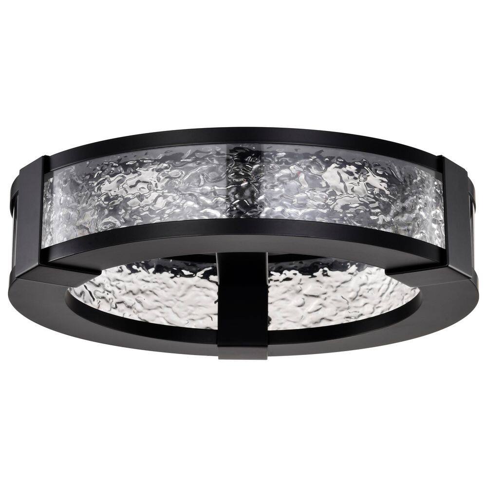 Darrow 13.75 in. 100-Watt Transitional Matte Black Integrated LED Flush Mount with Textured Acrylic Shade price history on PriceWatchPro