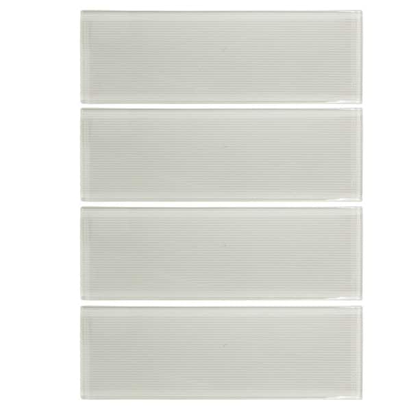 Jeffrey Court Jasmine White 3 in. x 12 in. x 8 mm Glass Wall Tile (4-Pieces/Pack)