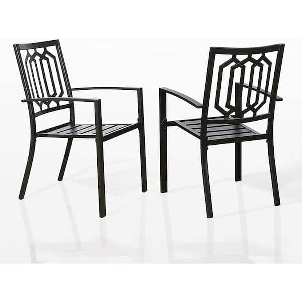 Cisvio Outdoor Dining Chairs Stacking Patio Metal Arm Chairs for Garden, Yard, Lawn (Set of 2)