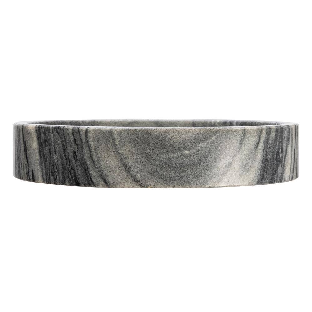 Creative Co-Op Gray Round Marble Tray with Raised Edge