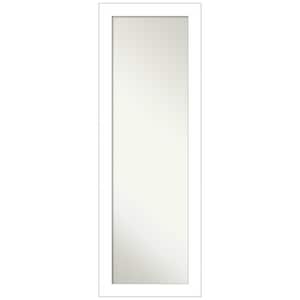 Large Rectangle Satin White Hooks Modern Mirror (52.25 in. H x 18.25 in. W)
