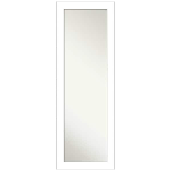 Amanti Art Large Rectangle Satin White Hooks Modern Mirror (52.25 in. H x 18.25 in. W)