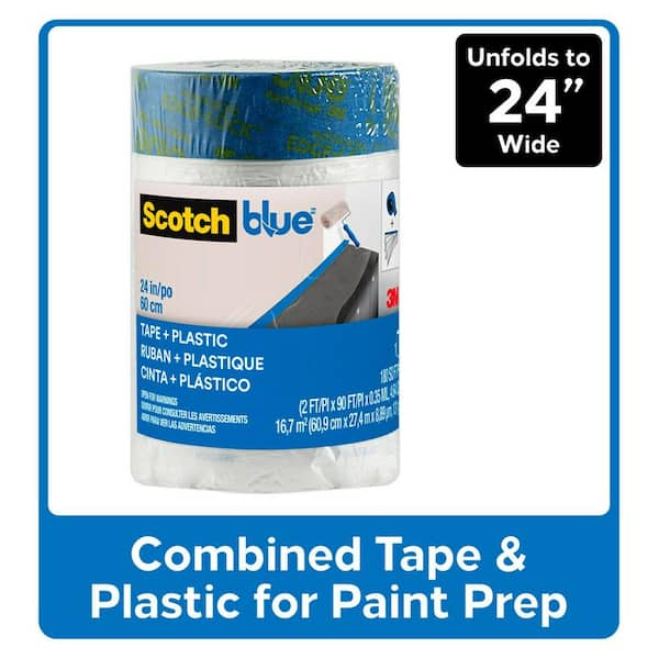 Plasticover PCBR360200 Rosin Paper, 36 x 200' (600 sq. ft.), Brown & Duck  Brand 240194 Clean Release Painter's Tape, 1.41 in. x 60 yd, Blue, Single  Roll