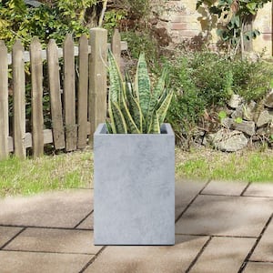 Small 9.1 in. x 9.1 in. x 12.6 in. Cement Lightweight Concrete Tall Square Planter