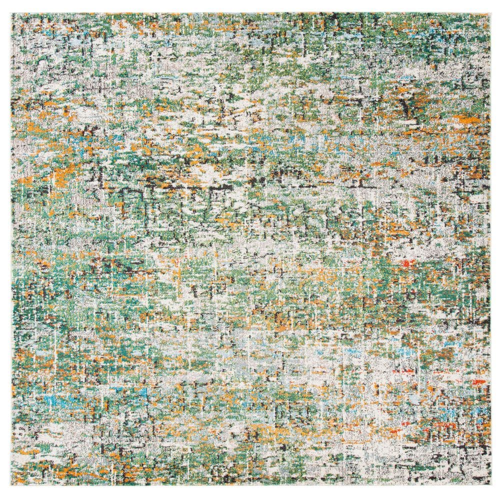 SAFAVIEH Madison Green/Turquoise 8 ft. x 8 ft. Abstract Gradient Square ...