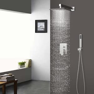 2-Spray Patterns with 2.0 GPM 10 in. Wall Mount Dual Shower Heads Hand Shower Faucet in Brushed Nickel (Valve Included)