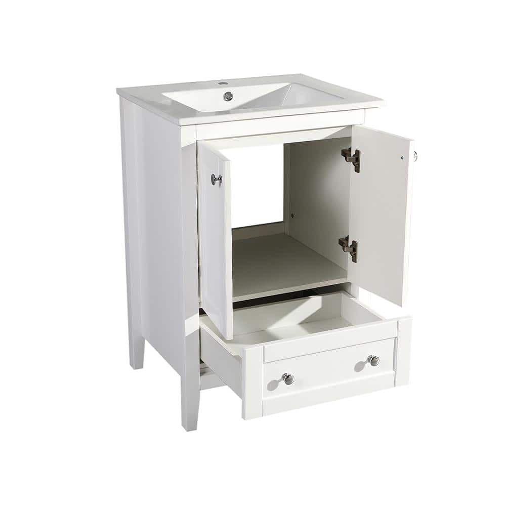 Cannes 24" Glossy White Modern Freestanding Single Sink Vanity