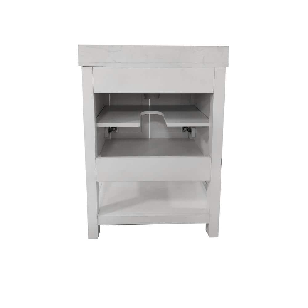 Vivien 24" White Composite Freestanding Bathroom Vanity with Ceramic Sink