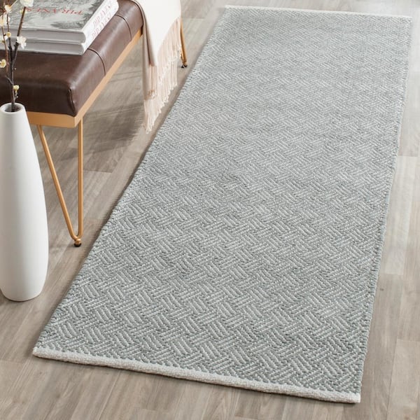 Boston Gray 2 ft. x 11 ft. Solid Gradient Geometric Runner Rug
