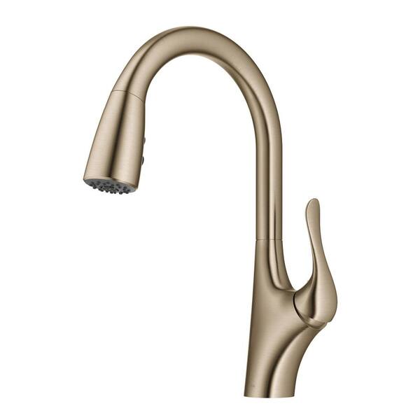 allen + roth Bryton Stainless Steel Single Handle Pull-down Kitchen Faucet  with Deck Plate in the Kitchen Faucets department at