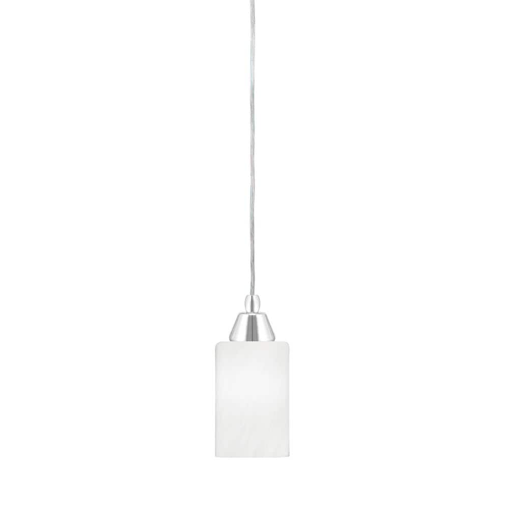 Bryson 4 in. 1-Light Chrome Cord Pendant Light with 4 in. White Marble Glas