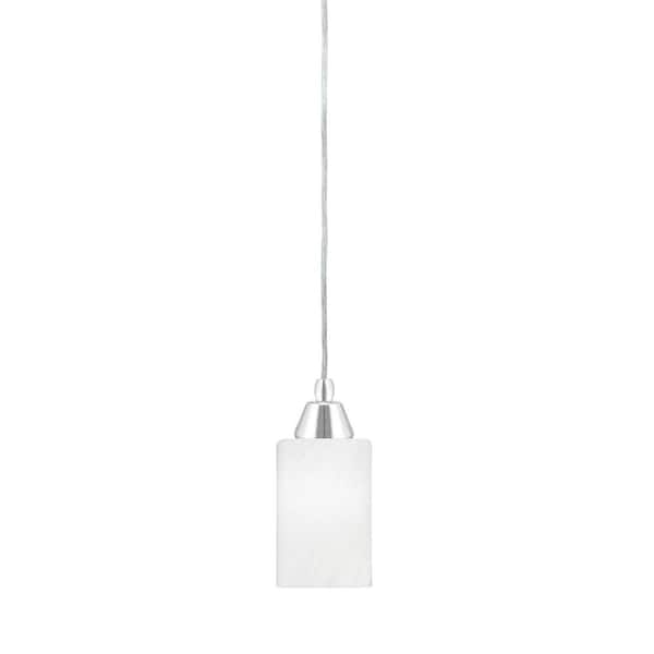 Unbranded Bryson 4 in. 1-Light Chrome Cord Pendant Light with 4 in. White Marble Glass Shade, no bulb included