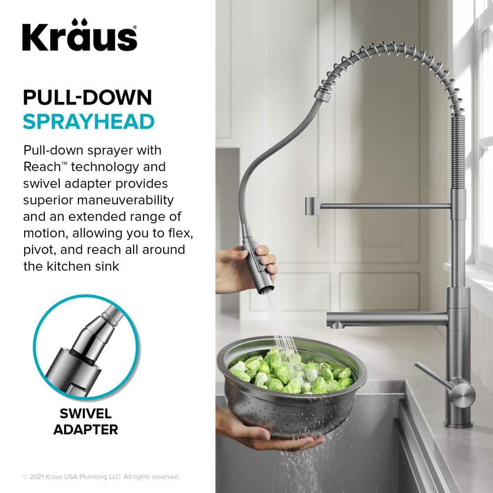 Matte Black Commercial Style Pull-Down Kitchen Faucet with Pot Filler