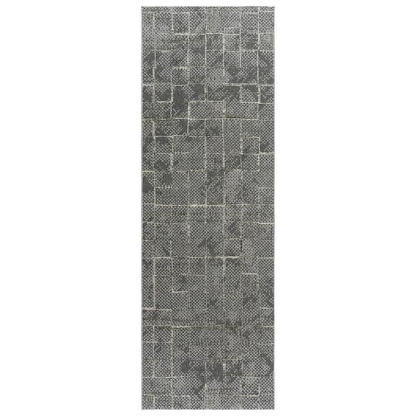 Gertmenian & Sons Trevi Zalo Dark Gray 2 ft. x 6 ft. Abstract High-Low Indoor Runner Rug