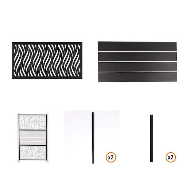 Privacy Screen Kit with Wicker Insert and Slate Boards For In-ground Installation with Frame and Posts