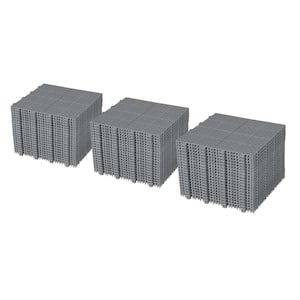 12 in. x 12 in. Gray Square Plastic Waterproof Bathroom Flooring, Can Hold 6613 lbs., 60-Pieces (1-Pack)