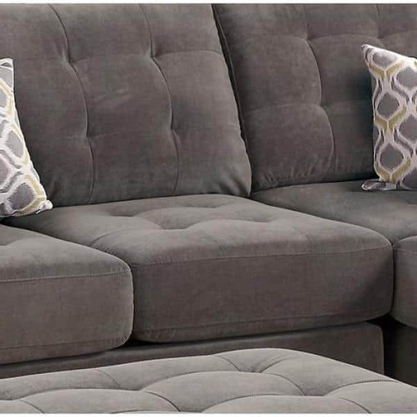 Gray Shelter Back Couch with Black and White Pillow - Transitional - Living  Room