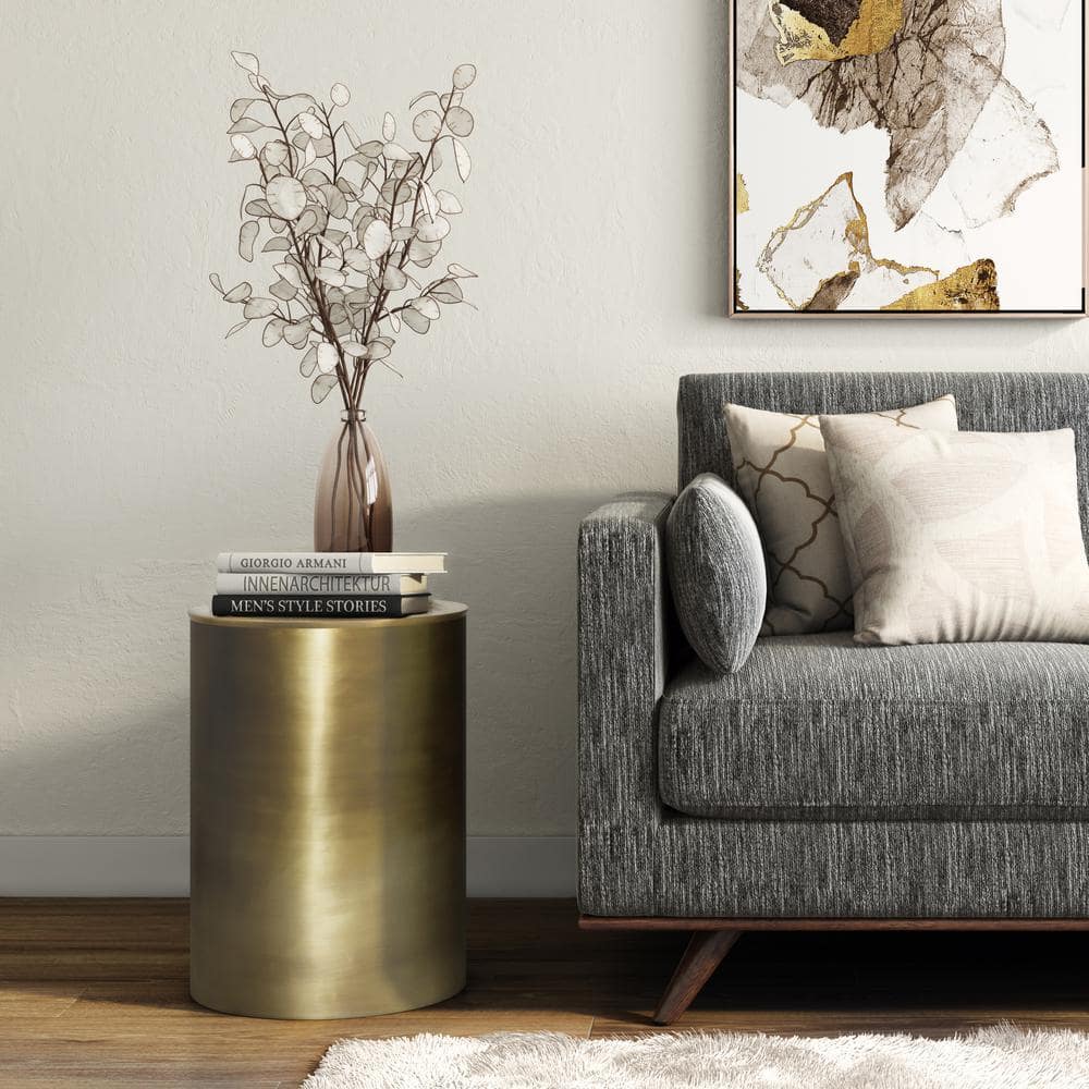 Corbin Antique Gold Round Metal Side Table