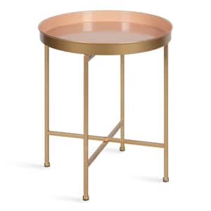 Celia 18.37 in. Gold Round Metal End Table