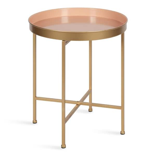 Kate and laurel celia round metal foldable tray store accent table