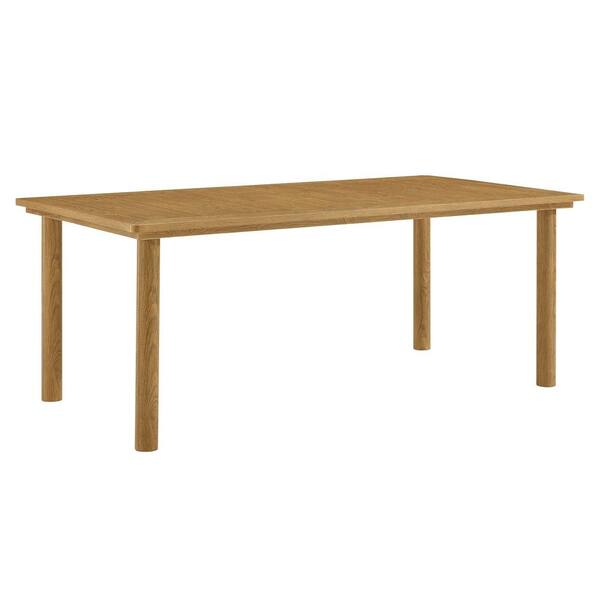 MODWAY Parkland 76 in. Outdoor Aluminum Rectangular Dining Table in Natural-Metal Patio Table for 6 with Umbrella Hole
