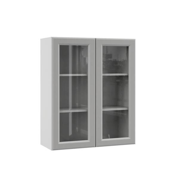 Designer Series Elgin Assembled 30x36x12 in. Wall Kitchen Cabinet with Glass Doors in Heron Gray