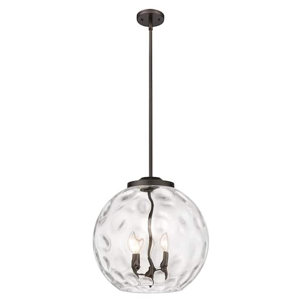 Innovations Athens Water Glass 60-Watt 3-Light Oil Rubbed Bronze Shaded Mini Pendant Light with Clear Water Glass