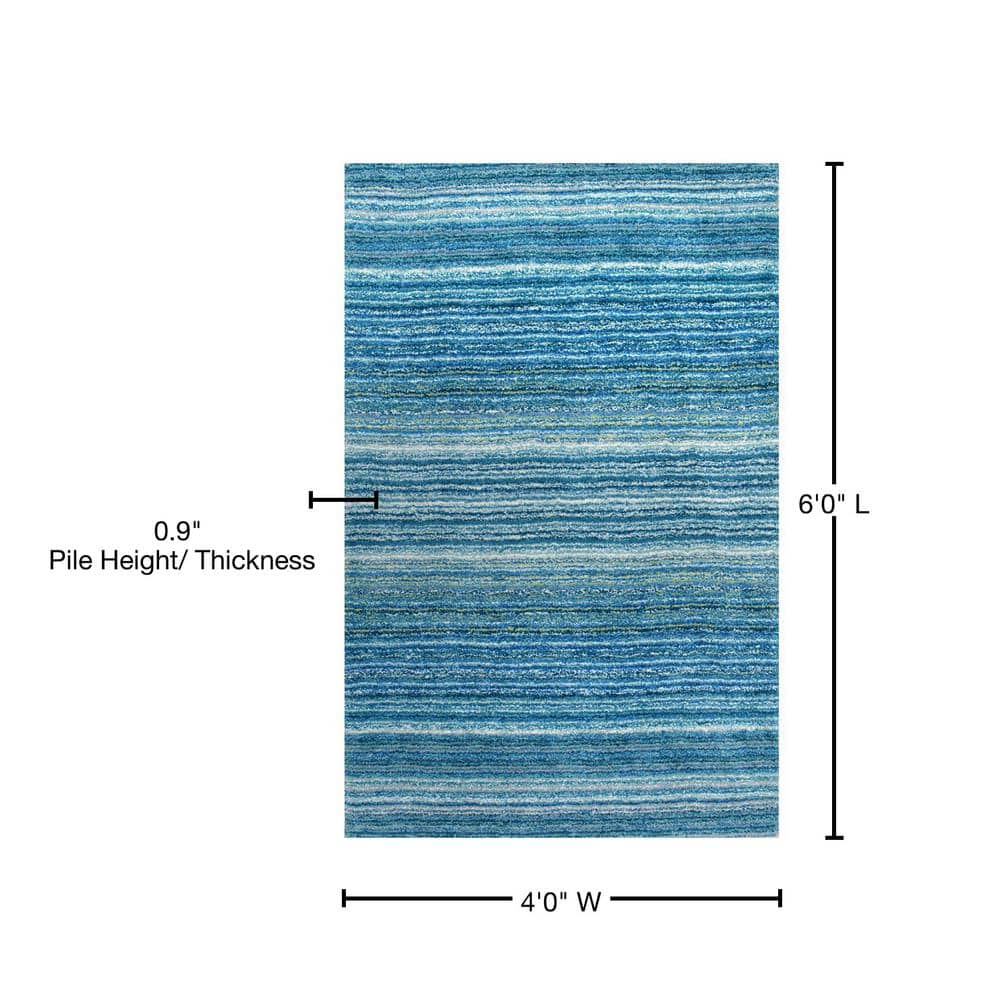 Sky Blue Handmade Tufted Shag Area Rug 4' x 6'