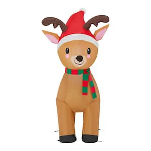 3.5 ft Reindeer With Hat and Scarf Holiday Inflatable