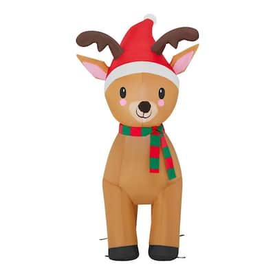 3.5 ft Reindeer With Hat and Scarf Holiday Inflatable