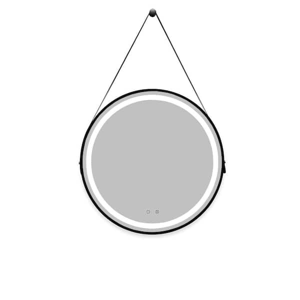 Unbranded Black and Silver 32 in. W x 32 in. H Glam Round Glass Framed Mirror Wall Mirror Bathroom Vanity Mirror