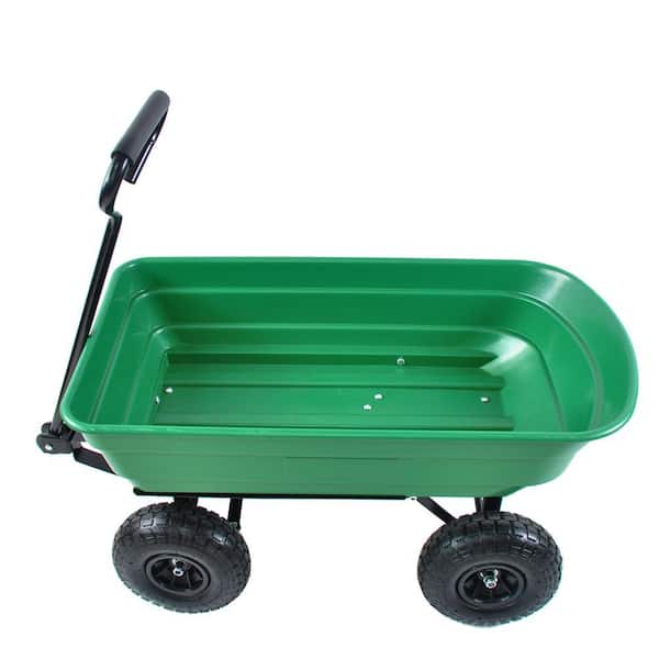 Ami3. 1 cu. ft. 300 lbs. Capacity Plastic Dump Truck With Steel Frame Wagon Garden Cart Green